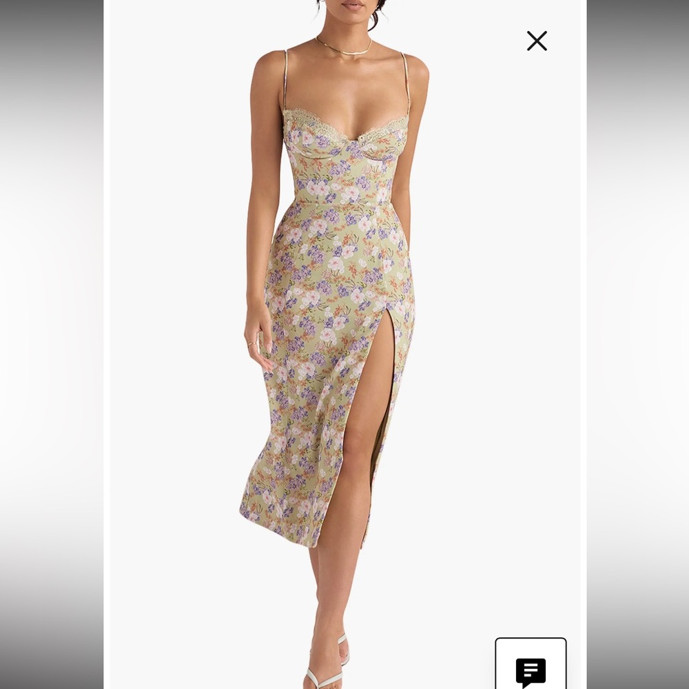 House of CB Green Floral Midi Dress Charlotte